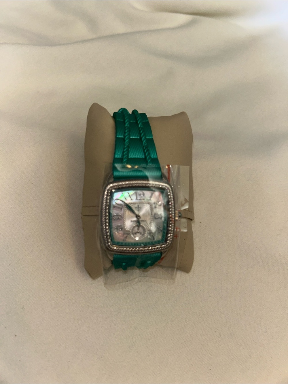 Judith Ripka Teal Braided Strap Watch with Crystal-Trim Case